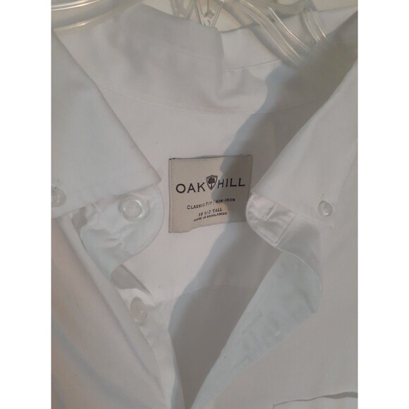 Oak Hill Dress Shirt Classic Fit No Iron  Short Sleeve Cotton White 18 1/2 Tall - Picture 2 of 7